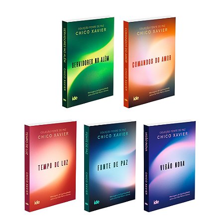 Coleção Fonte de Paz  Chico Xavier com 5 livros - Bolso