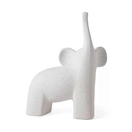 Escultura Elefante Branco em Cerâmica 16569 - Mart