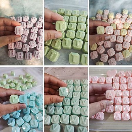 kit 50 Sabonetes de Letrinhas Personalizadas no Plástico