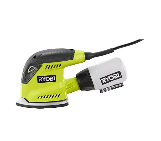 Lixadeira de canto RYOBI 1.2 Amp com fio 5,5 pol. com saco de pó e estojo de armazenamento
