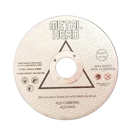 DISCO CORTE  4.1/2  X 1,0MM METAL HERO
