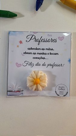 Cartão  com Mini Sabonete Margarida Dia do Professor - 35 unidades