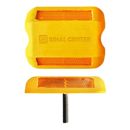 Tacha refletiva bidirecional amarela com refletivo amarelo