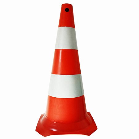 Cone de sinalização rígido laranja e branco 75 cm