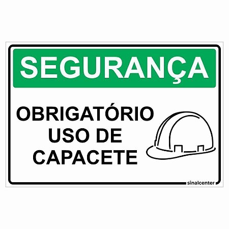 Placa uso obrigatório de capacete