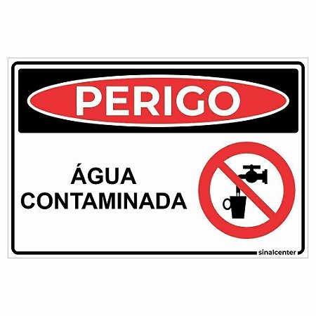 Placa perigo água contaminada