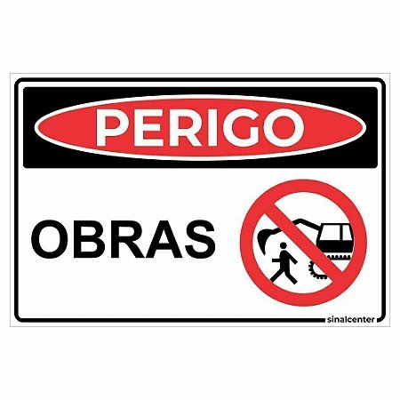 Placa perigo obras