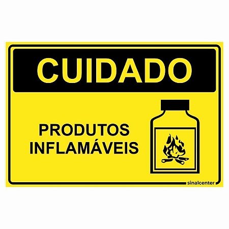 Placa cuidado produtos inflamáveis