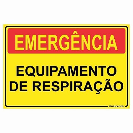 Placa de emergência equipamento de respiração