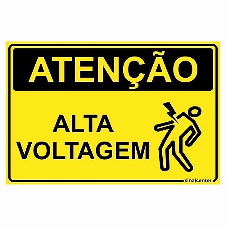 Placa atenção alta voltagem choque perigoso