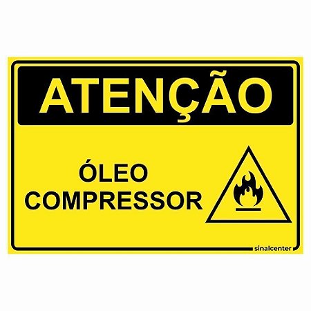 Placa atenção óleo compressor