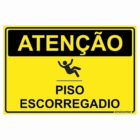 Placa atenção piso escorregadio