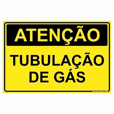 Placa atenção tubulação de gás