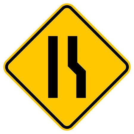 Placa estreitamento de pista à direita A-21c