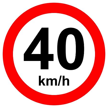 Placa de velocidade máxima permitida 40 km/h R-19