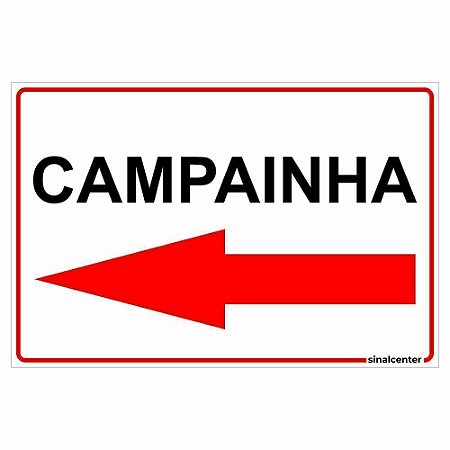 Placa campainha com seta para esquerda