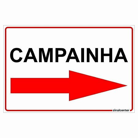 Placa campainha com seta para direita