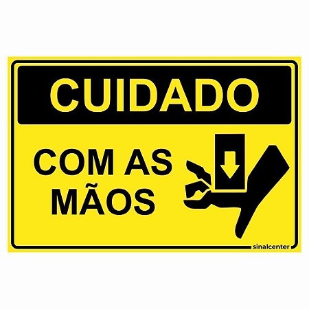 Placa cuidado com as mãos