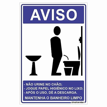 Placa de aviso banheiro masculino