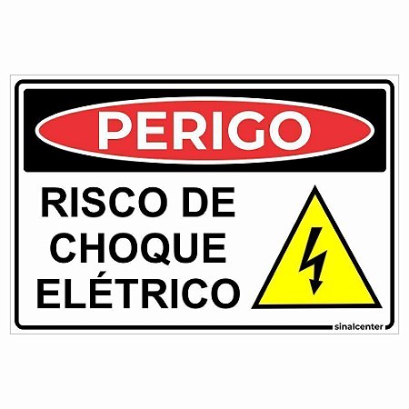 Placa perigo risco de choque elétrico