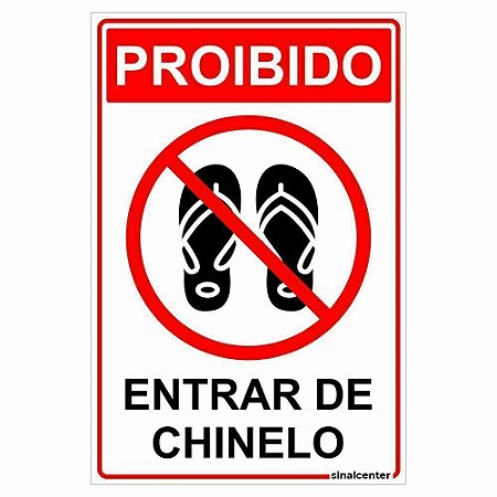 Placa proibido entrar de chinelo