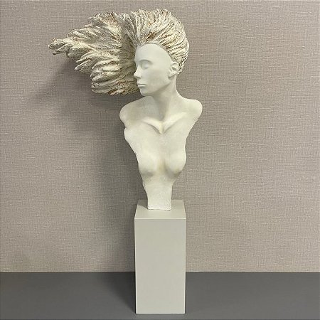 ESCULTURA CABELO AO VENTO BASE BEGE 98X28CM