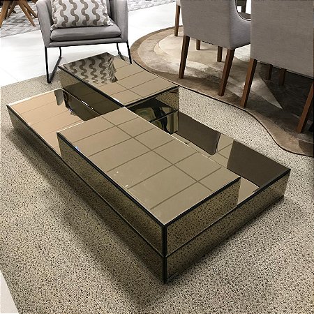 MESA DE CENTRO RETAGULAR  BRONZE RELEVO
