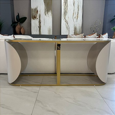 APARADOR CONSOLE IZZY OFF WHITE COM DOURADO 1,80M