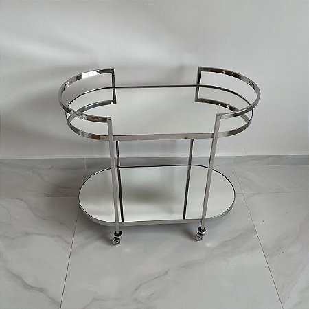 CARRINHO INOX ESPELHADO COM RODINHAS EM SILICONE