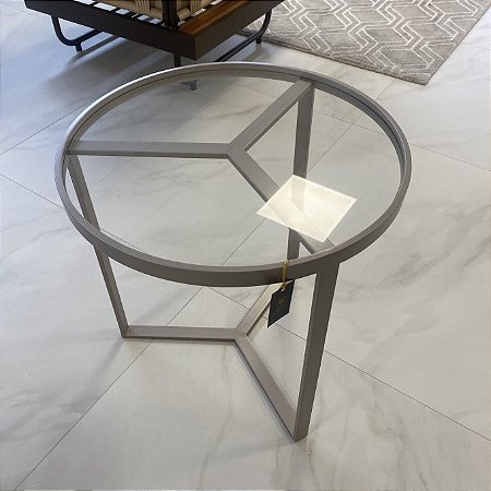 MESA LATERAL CHAMPANHE - ALUMINIO E VIDRO