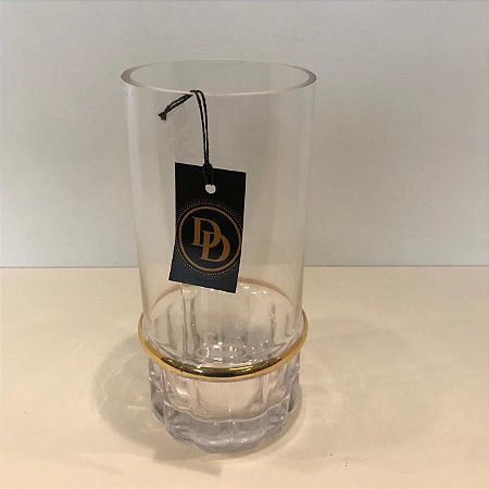 VASO VIDRO DETALHE DOURADO