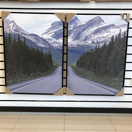 PAR DE QUADROS TELAS EM CANVA PAISAGEM MONTANHAS