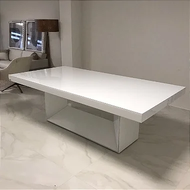 MESA DE JANTAR VIANA 8 LUGARES COM VIDRO BRANCO