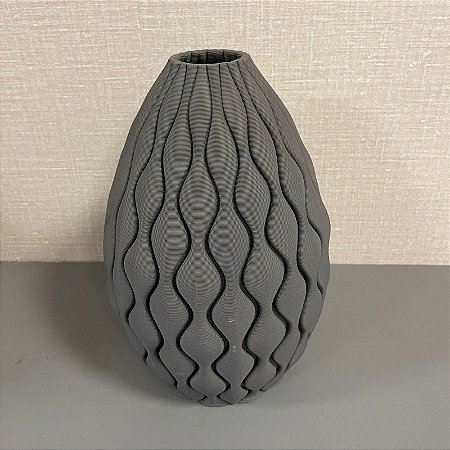 VASO DECOR CERAMICA CINZA FOSCO 3D GRANDE