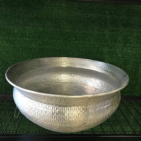 CACHEPOT EM ALUMINIO PRATEADO 1  - GG