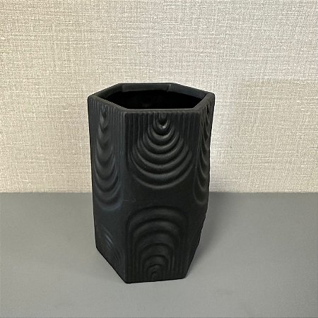 VASO DECOR CERÂMICA PRETO PEQUENO