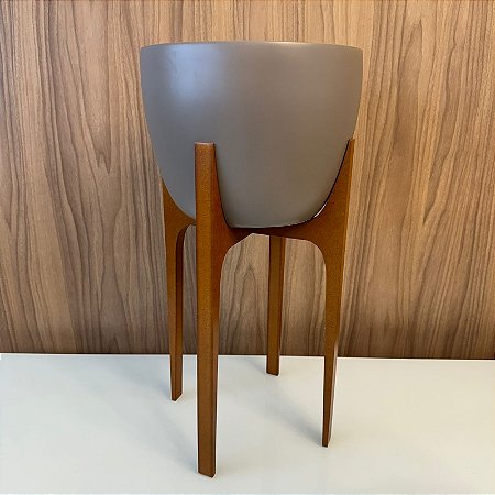 CACHEPOT COM SUPORTE EM MADEIRA - GRANDE
