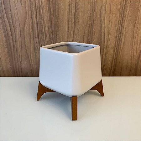 CACHEPOT BELIGICA 2 COM SUPORTE EM MADEIRA