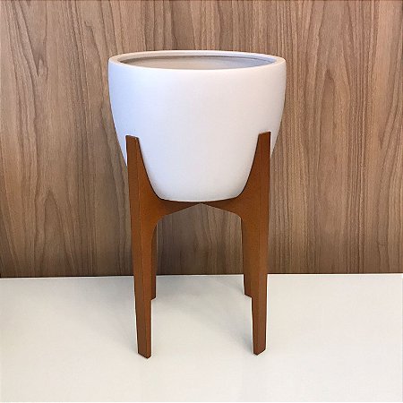 CACHEPOT COM SUPORTE EM MADEIRA - PEQUENO