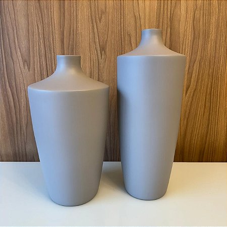VASO GARRAFA ATENAS CINZA FOSCO G 54cm M 46cm