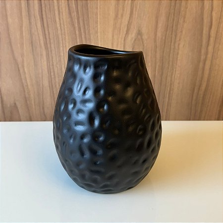 VASO DE CERAMICA  LUA PRETO FOSCO - PEQUENO .