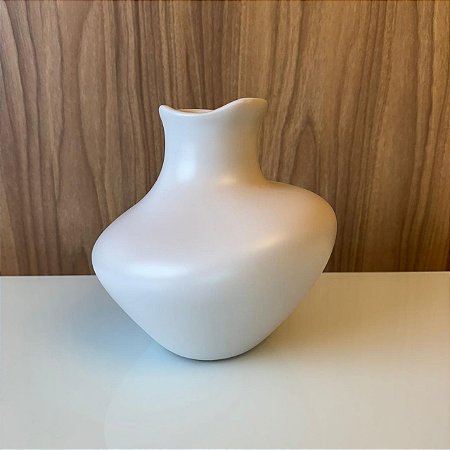VASO GARRAFA MOVIMENT ORGANICO  BRANCO FOSCO PEQUENO 21CM