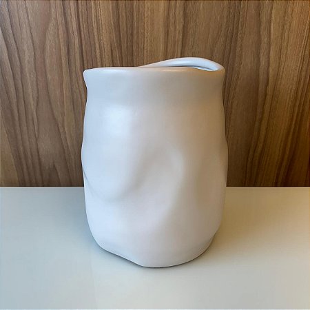 CACHEPOT DE CERAMICA HUNGRIA OFF WHITE GRANDE 26X19CM