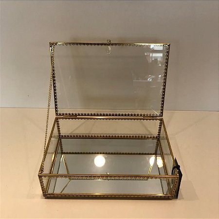 PORTA JOIAS DOURADO COM ESPELHO