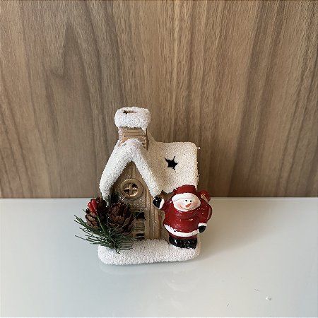 MINI ESCULTURA CASINA BONECO DE NEVE EM CERAMICA COM LED