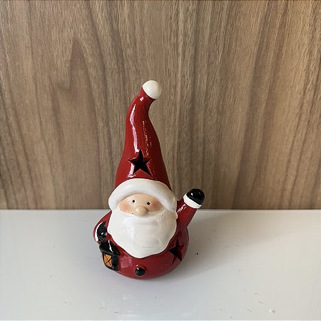 ESCULTURA PAPAI NOEL EM CERÂMICA COM LED