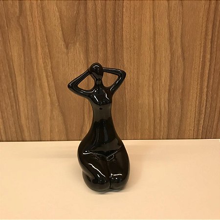 ESCULTURA / ESTATUETA GORDINHA SENTADA  - PRETO