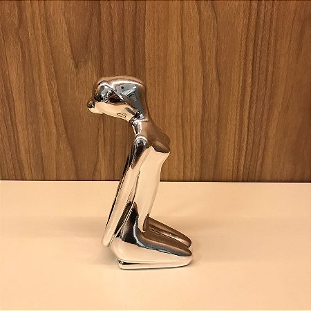 ESCULTURA /ESTATUETA IOGA PRATA MAOS PARA TRAZ