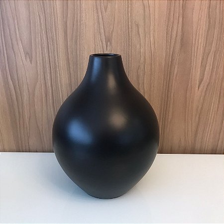 VASO GARRAFA PRETO FOSCO DE CERAMICA MEDIO 47X39CM