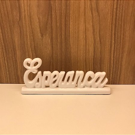 ESCULTURA PALAVRA EM CERAMICA ESPERANÇA  BRANCO